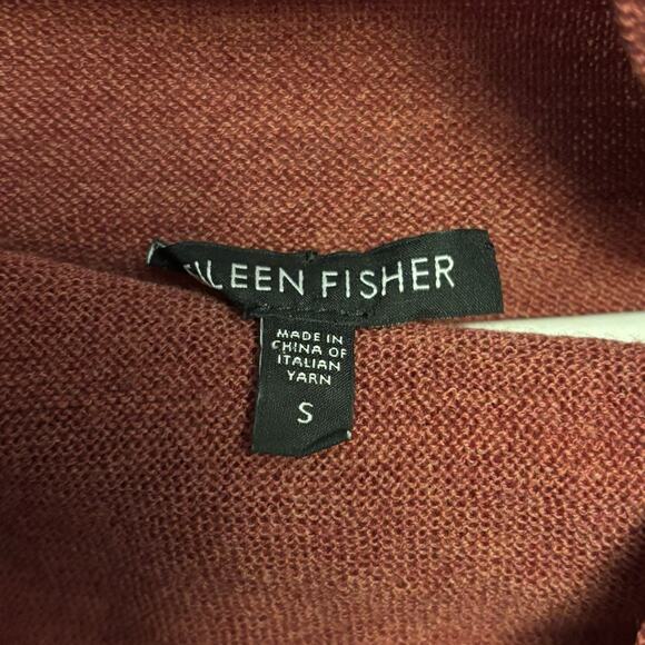 Eileen Fisher Tunic Sweater Burnt Orange Side Vents Cowl Neck Merino Wool Small - Picture 2 of 6